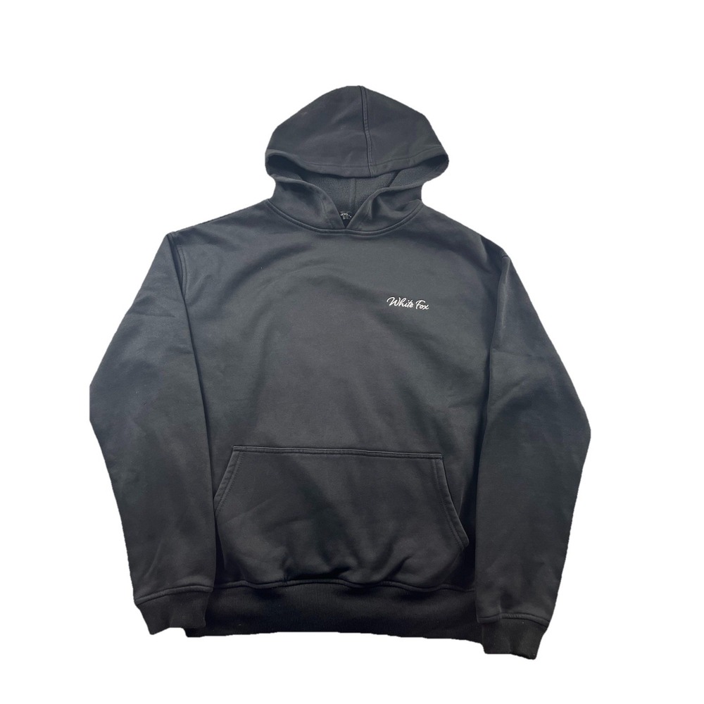 White Fox Hoodie Sweatshirt Womens XS/S‎ Black Pullover Fleece